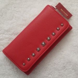 Enzo Angiolini Red Wallet with Silver Studs